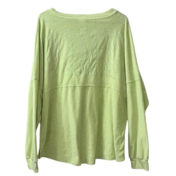 PINK Victoria's Secret Yellow Oversized VNeck Terry Cloth Pullover Sweatshirt - Picture 6 of 9